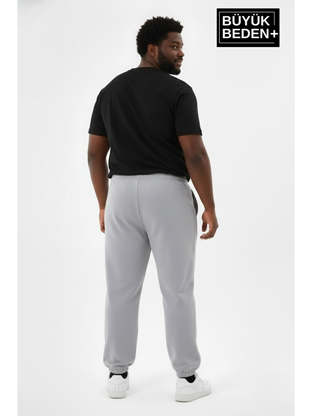 Gri Erkek Büyük Beden New York Baskılı Paça Lastikli Rahat Kesim Jogger İnce Eşofman Altı SPR26BEA951-5-1