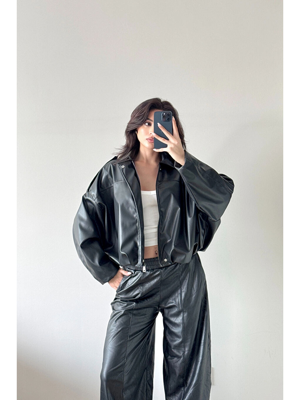 Kadın Siyah İnce Deri Ceket 0999-8501-2