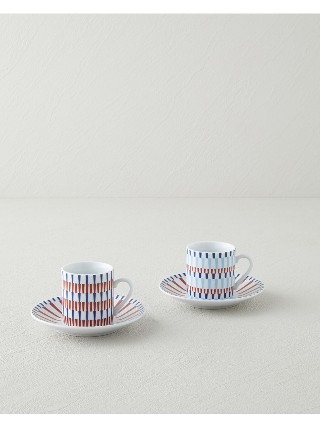 Pico Porselen 4 Parça 2 Kişilik Kahve Fincan Takımı 80 ml Lacivert-Kırmızı