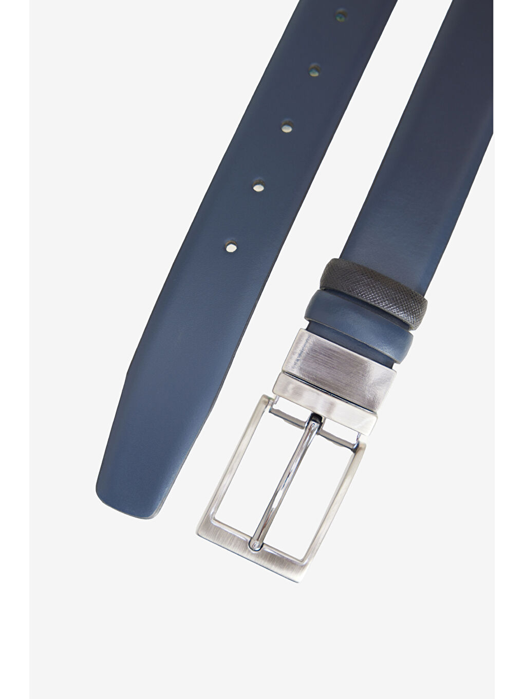 Erkek Siyah-Lacivert %100 Deri Çift Taraflı Klasik Kemer-1