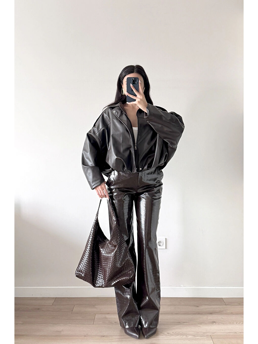 Kadın Siyah İnce Deri Ceket 0999-8501-3