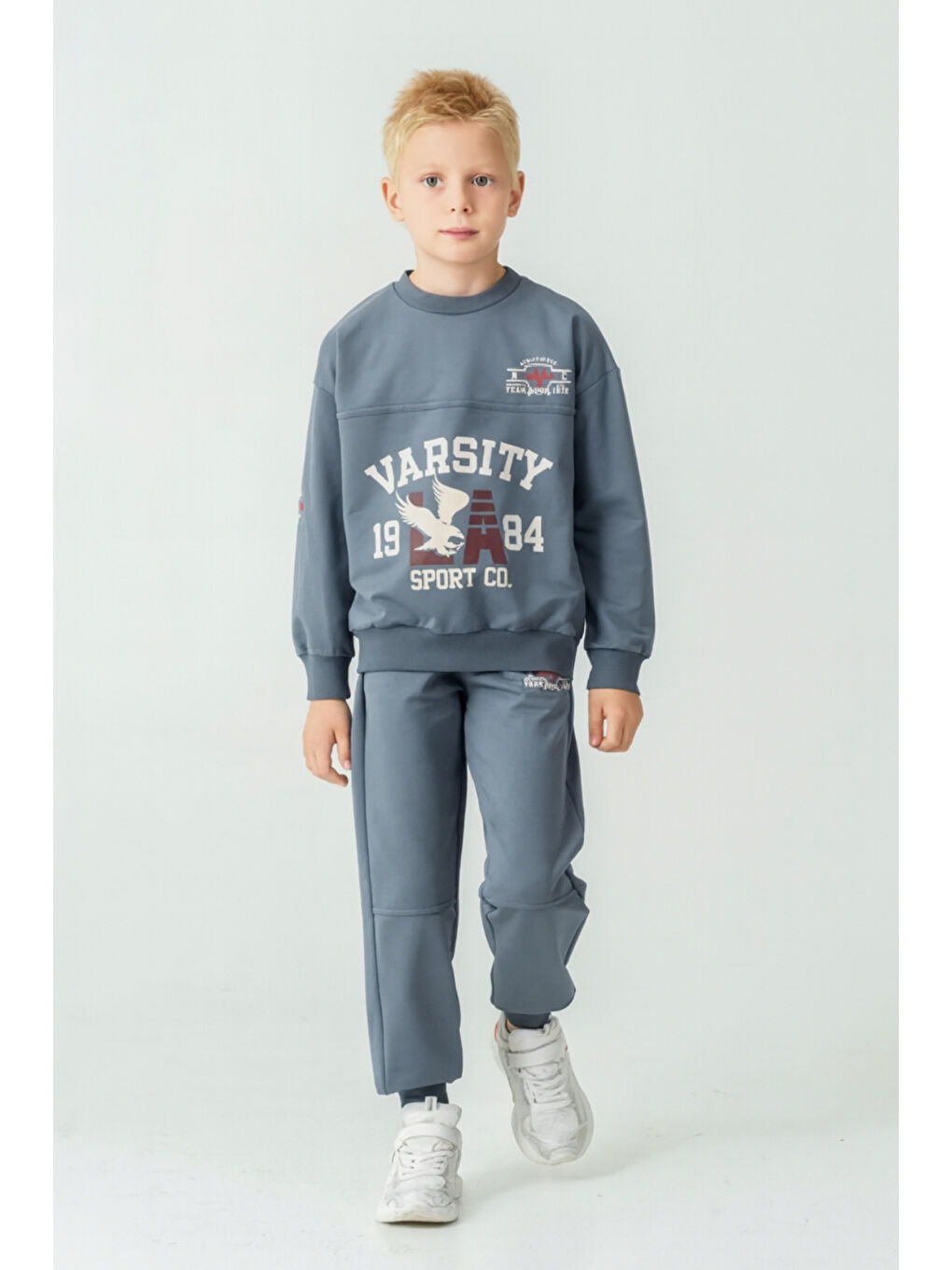 Mavi Erkek Çocuk Varsity Baskılı Alt Üst Eşofman Takımı Ak7959-1