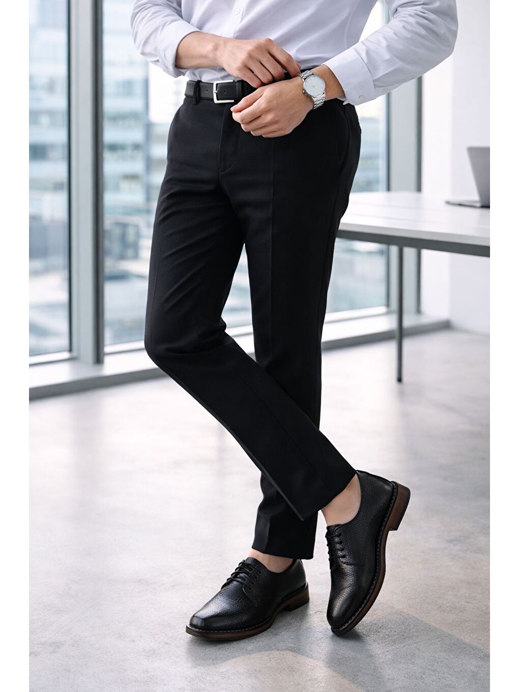 Siyah MATHEW Hakiki Deri Bağcıklı Erkek Günlük Klasik Casual Ayakkabı-6