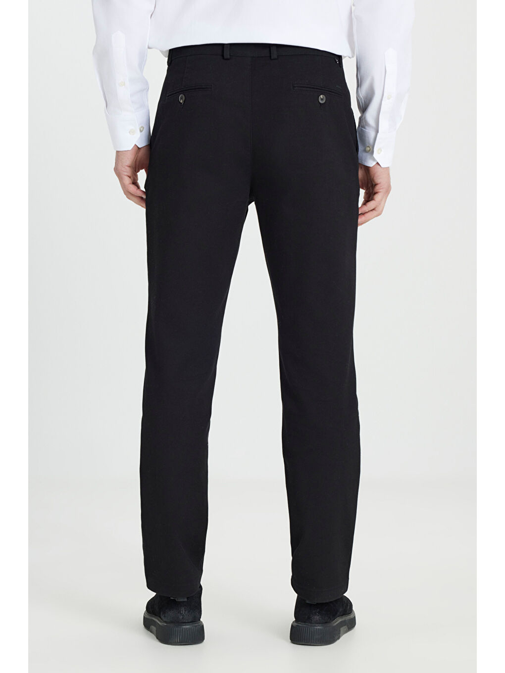 Erkek Siyah Comfort Fit Rahat Kesim Pamuklu Esnek Armürlü Yan Cep Pantolon-5