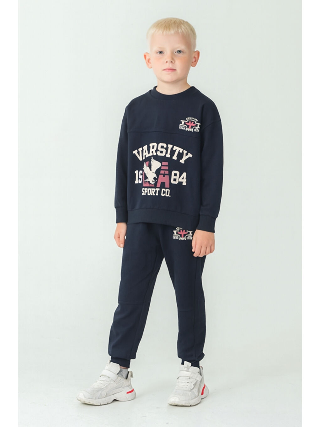 Lacivert Erkek Çocuk Varsity Baskılı Alt Üst Eşofman Takımı Ak7959-1