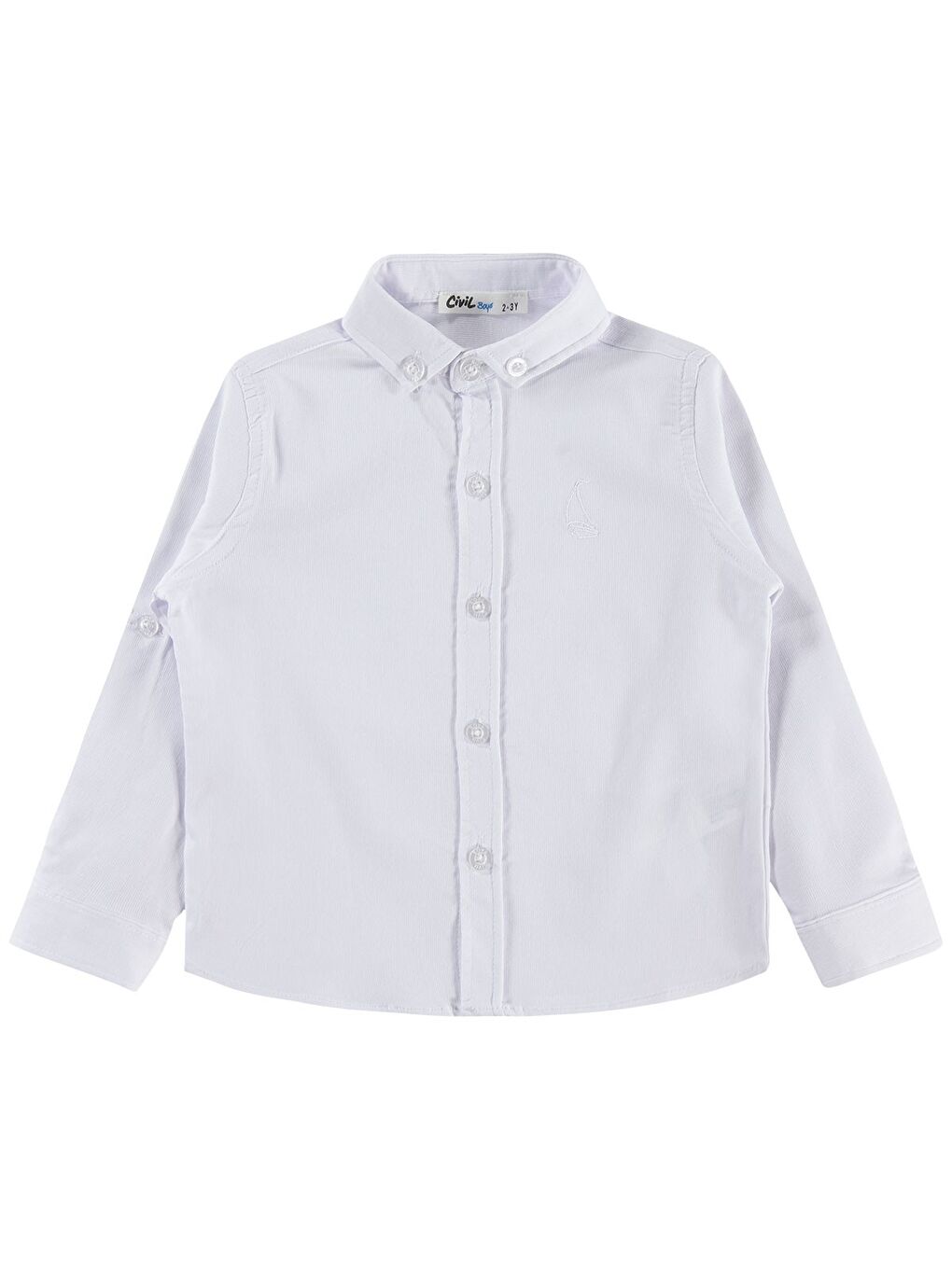 Boys Yelken Nakışlı 2-5 Yaş Gömlek - Beyaz