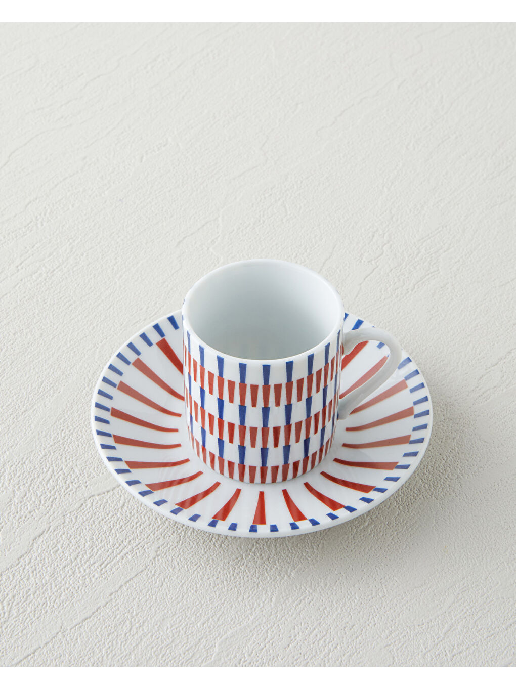 Pico Porselen 4 Parça 2 Kişilik Kahve Fincan Takımı 80 ml Lacivert-Kırmızı-2