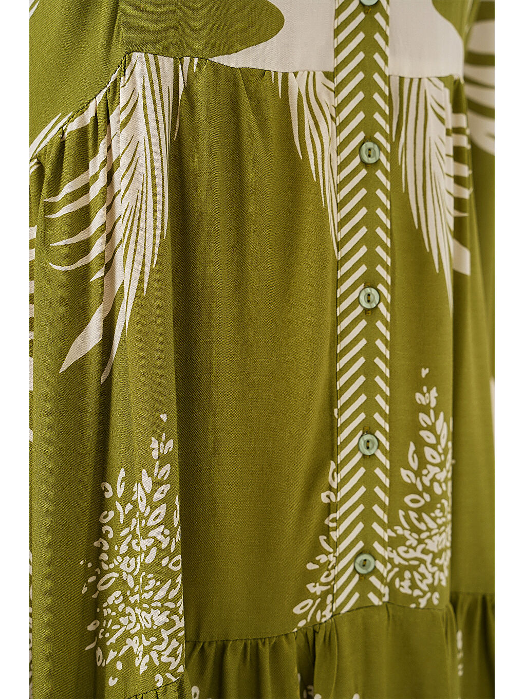 2423 Otantik Desenli Tesettür Elbise - Mint Yeşili-4