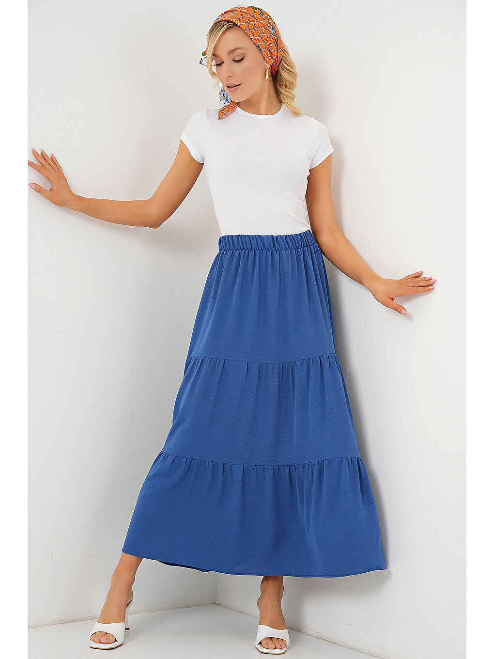 Kadın Ayrobin Uzun Etek 8048 - İndigo
