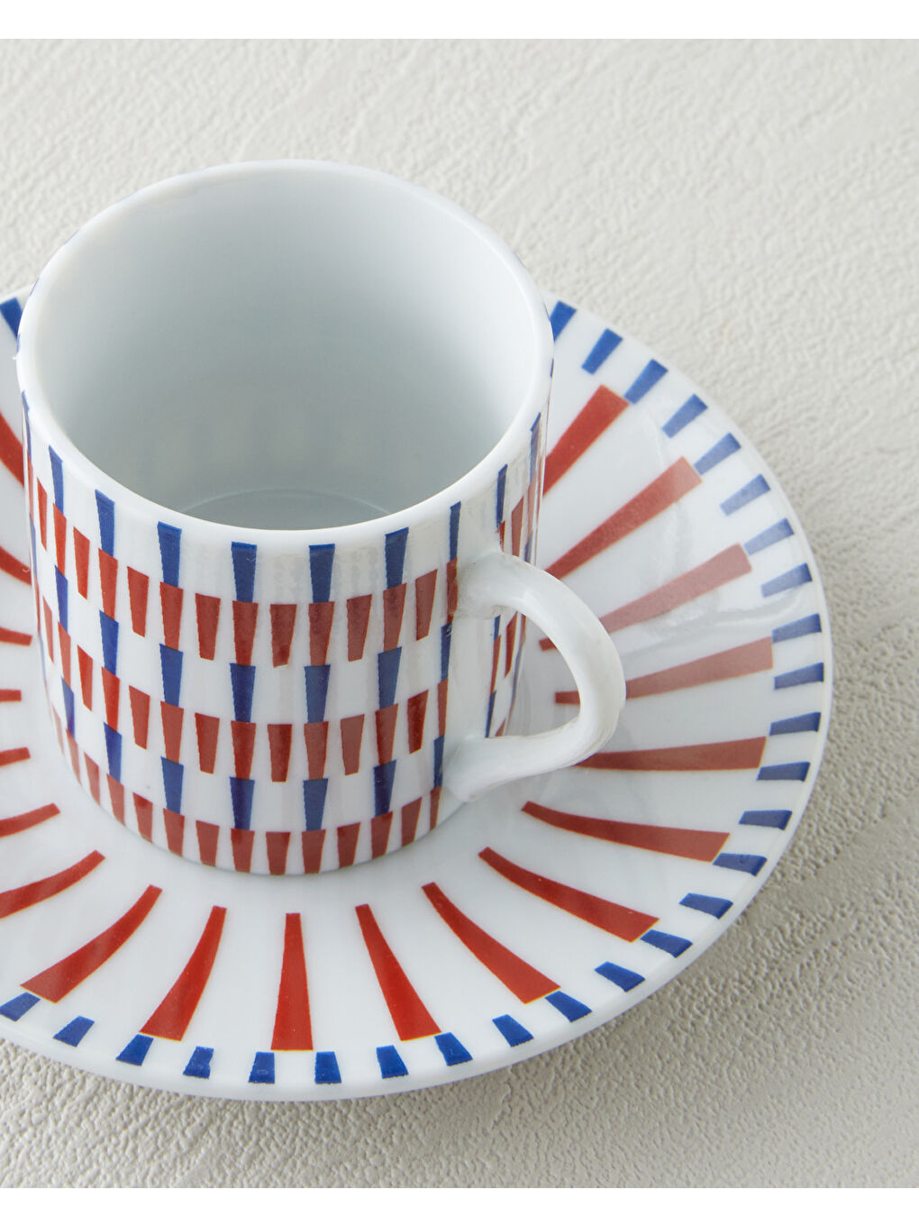 Pico Porselen 4 Parça 2 Kişilik Kahve Fincan Takımı 80 ml Lacivert-Kırmızı-3