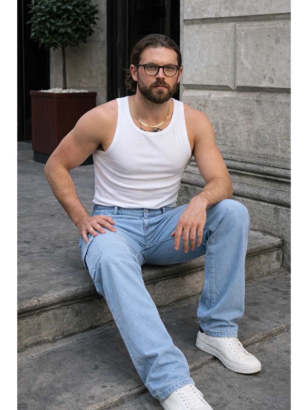 Erkek Günlük Kargo Cep B.Mavi Baggy Pantolon-4