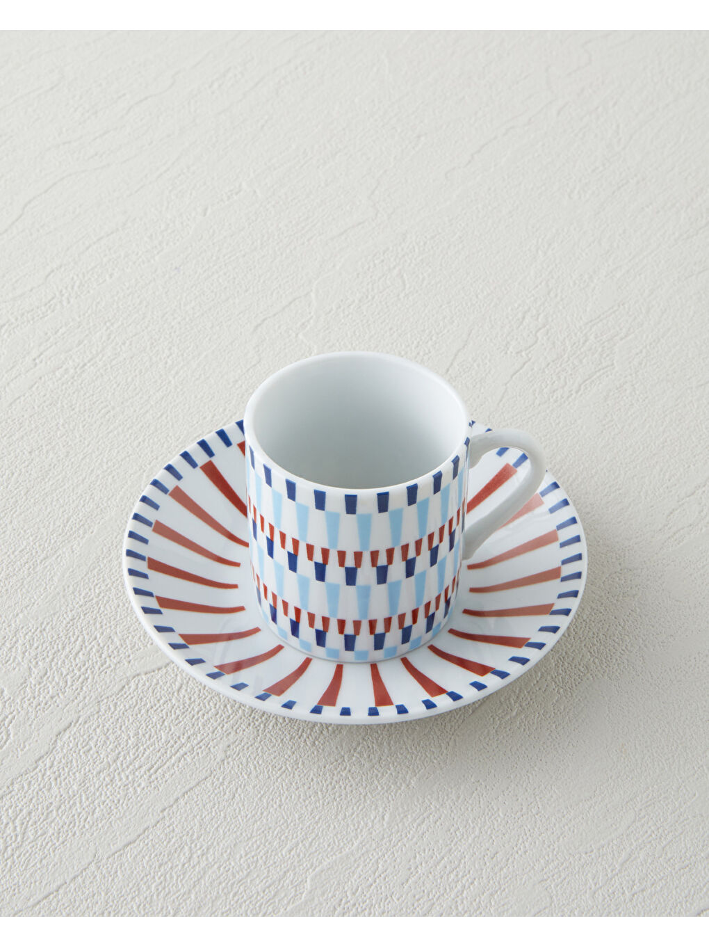 Pico Lines Porselen 12 Parça 6 Kişilik Kahve Fincan Takımı 80 ml Lacivert-Kırmızı-2