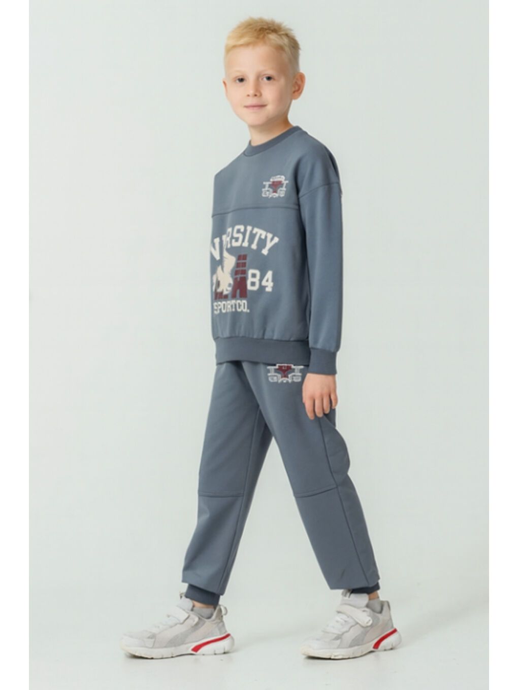 Mavi Erkek Çocuk Varsity Baskılı Alt Üst Eşofman Takımı Ak7959-2