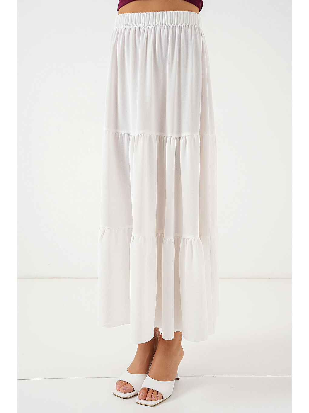 Kadın Ayrobin Uzun Etek 8048 - Beyaz-1