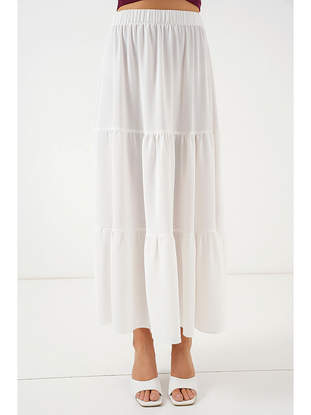 Kadın Ayrobin Uzun Etek 8048 - Beyaz-3