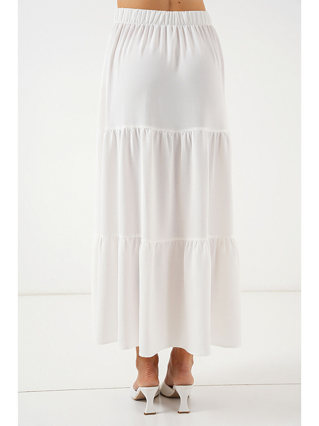 Kadın Ayrobin Uzun Etek 8048 - Beyaz-5