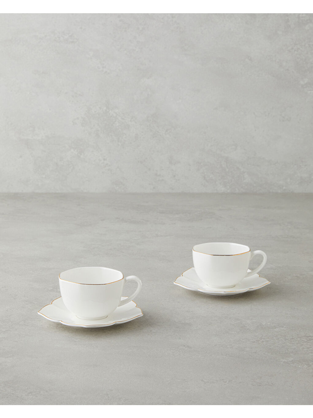 Pure Poem New Bone China 4 Parça 2 Kişilik Kahve Fincan Takımı 90 ml Beyaz-Gold