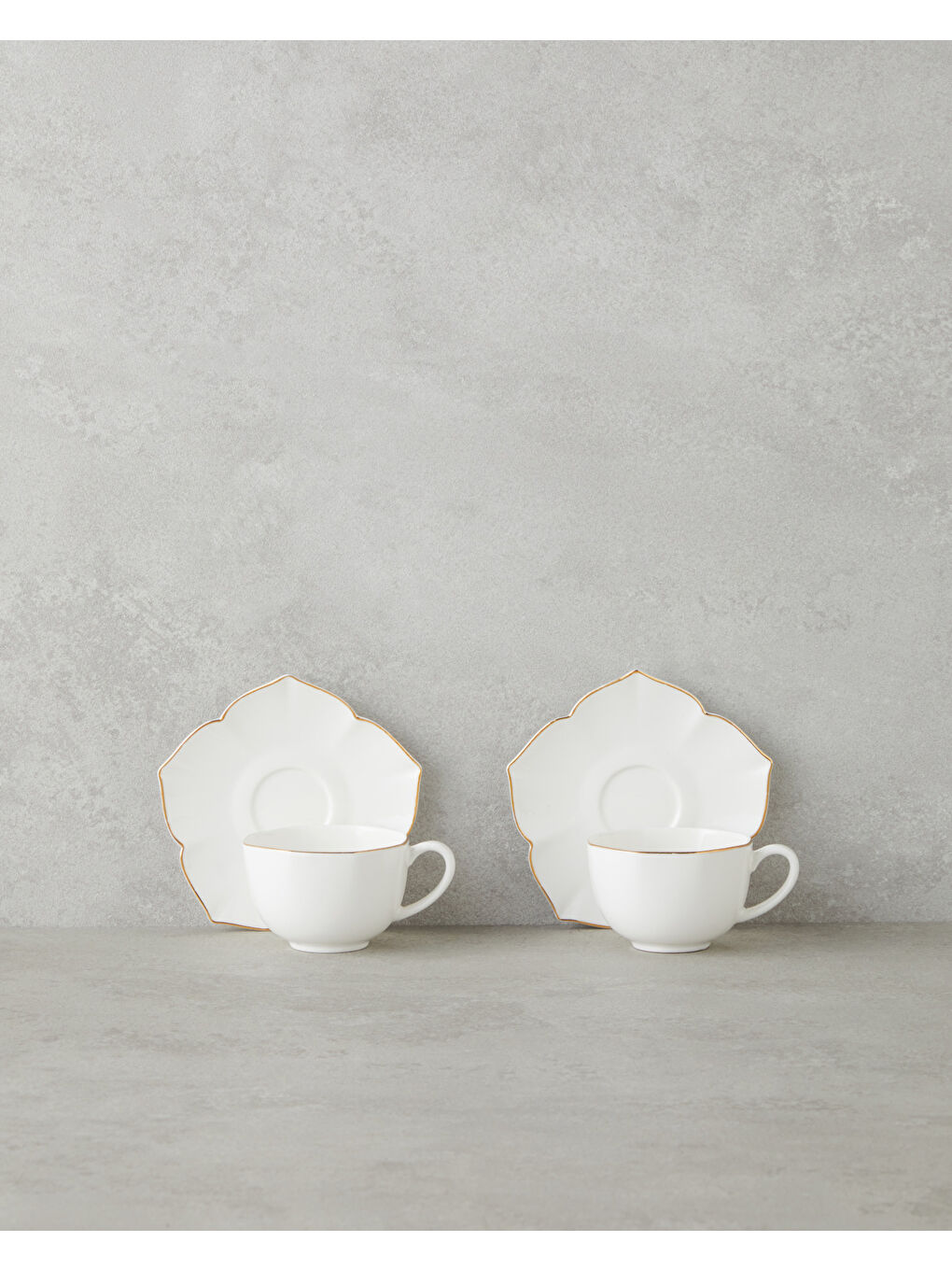 Pure Poem New Bone China 4 Parça 2 Kişilik Kahve Fincan Takımı 90 ml Beyaz-Gold-1