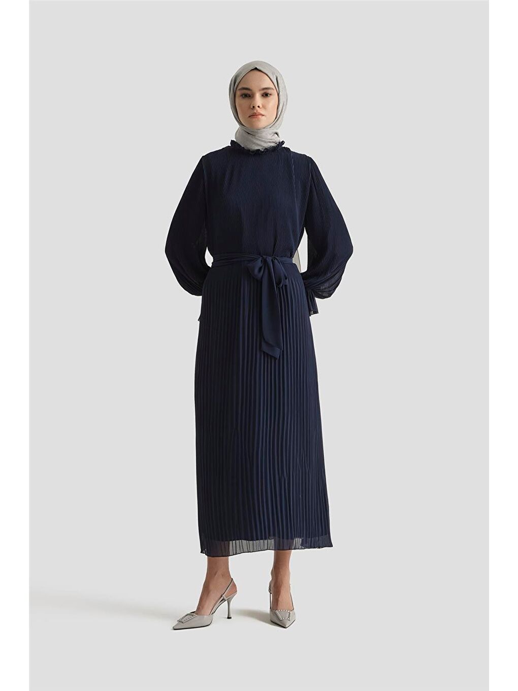Piliseli Elbise 25Yd4235 Lacivert-2