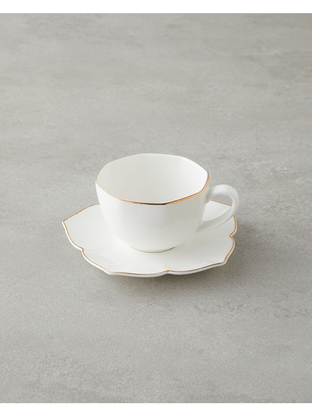 Pure Poem New Bone China 4 Parça 2 Kişilik Kahve Fincan Takımı 90 ml Beyaz-Gold-2