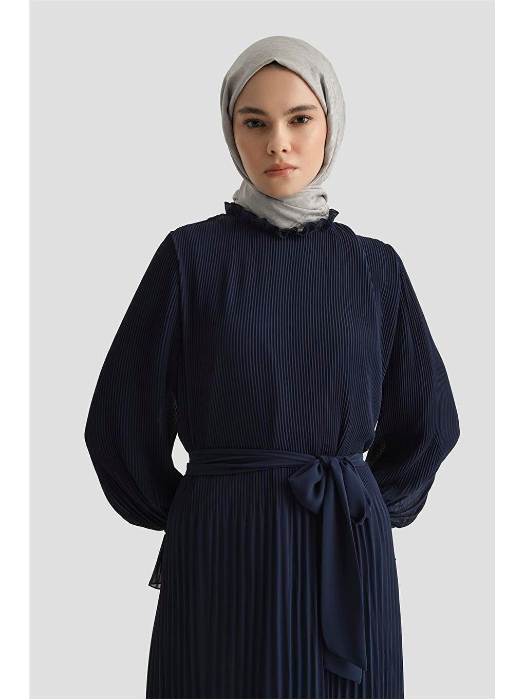 Piliseli Elbise 25Yd4235 Lacivert-3