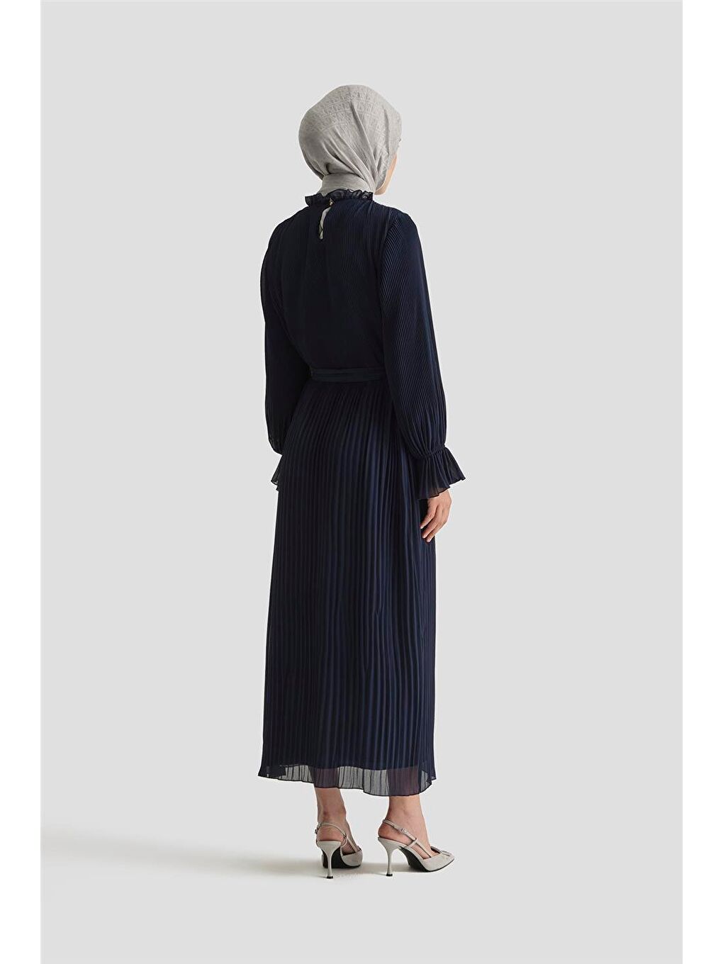 Piliseli Elbise 25Yd4235 Lacivert-4