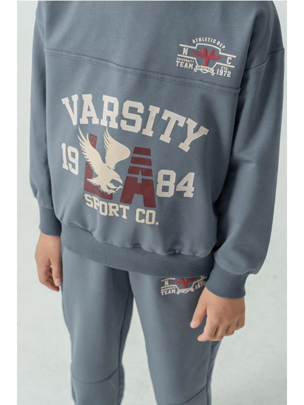 Mavi Erkek Çocuk Varsity Baskılı Alt Üst Eşofman Takımı Ak7959-3