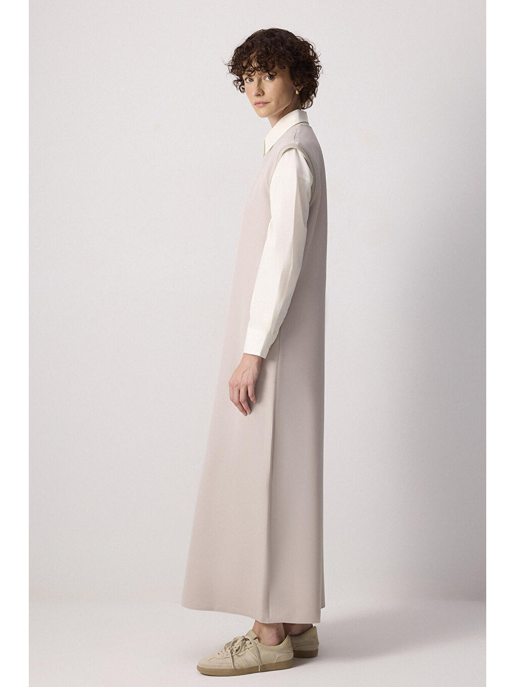 Bej Bisiklet Yaka Krep Jile-2