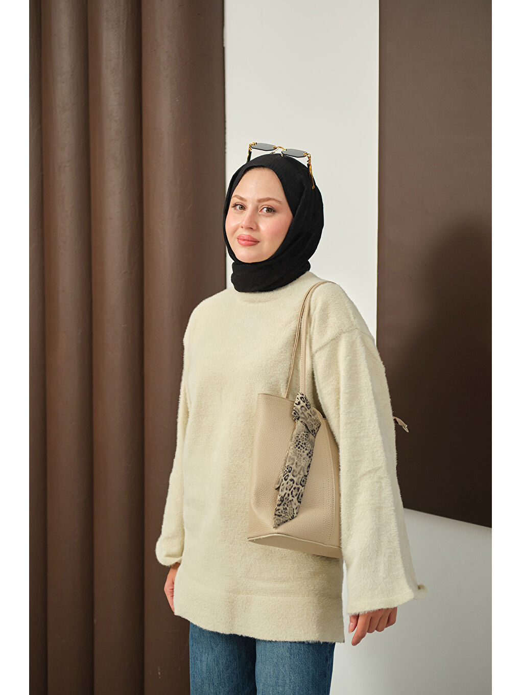 Ekru Kadın Yumoş Triko Tunik Krem