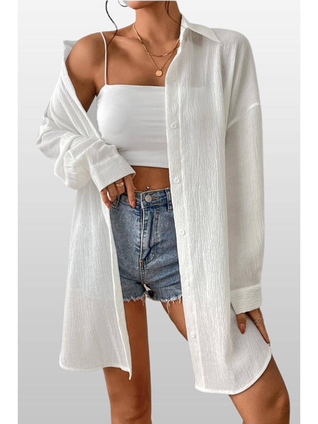 Cool Kadın Beyaz Oversize Gömlek