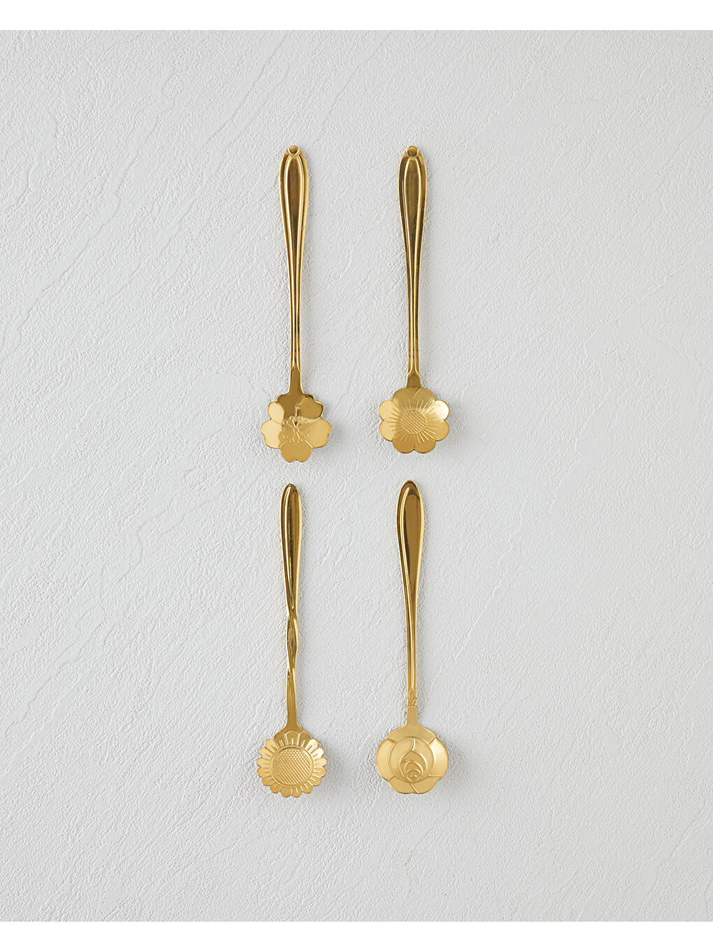 Sarı Luxe Flora Paslanmaz Çelik Tatlı Kaşığı 4 Parça Gold