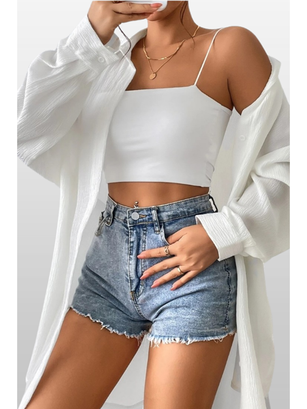 Cool Kadın Beyaz Oversize Gömlek-1