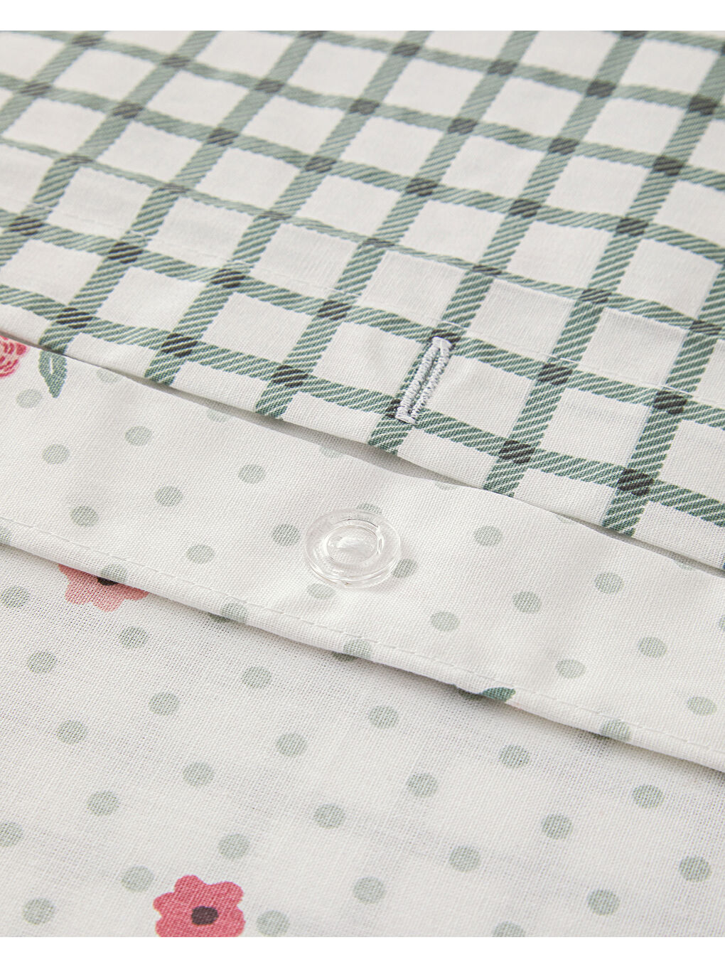 Bloomy Dots Pamuklu Ranforce Çift Kişilik Nevresim Seti 200x220 cm Pembe-4