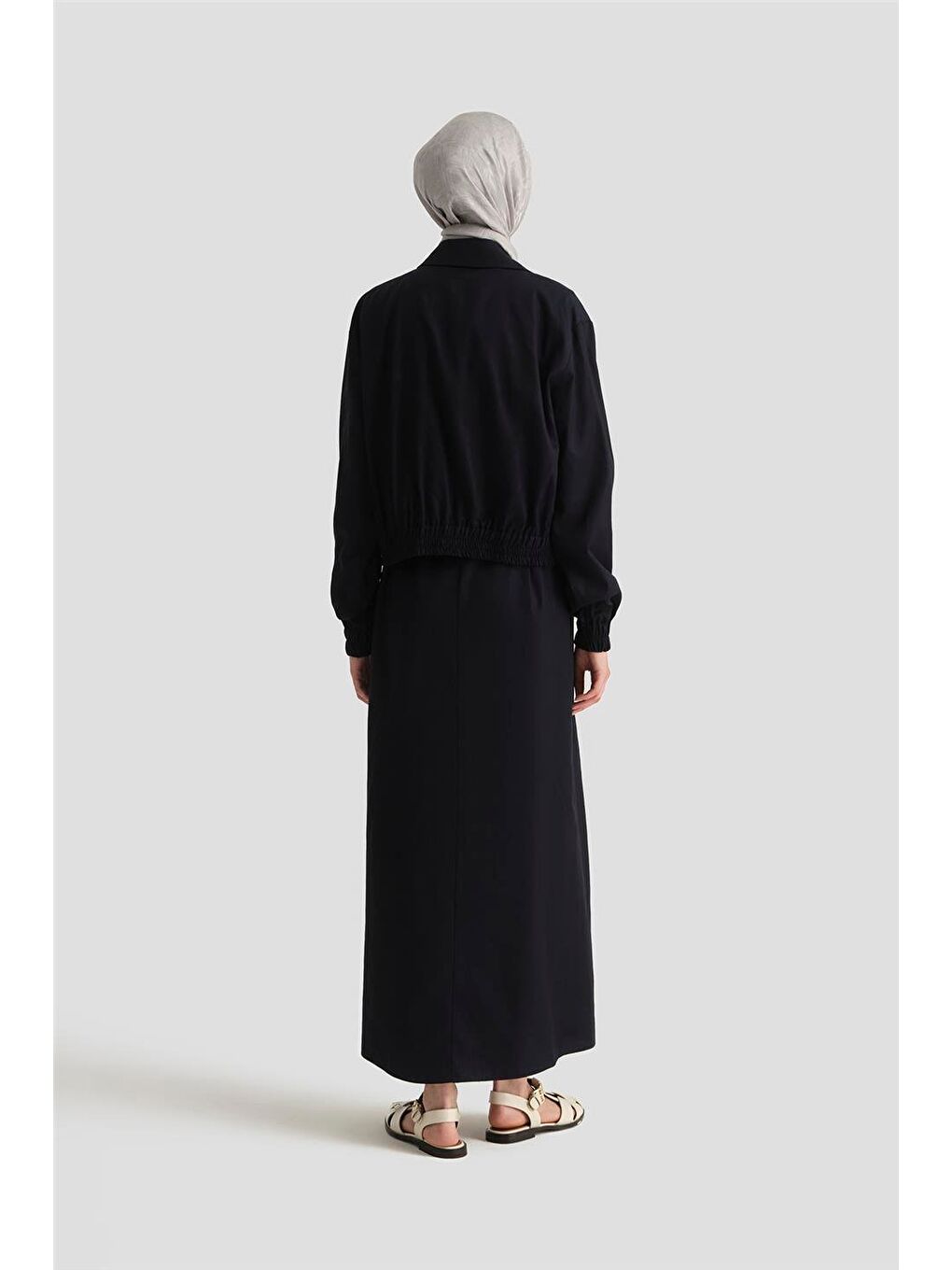 İçi Elbiseli Bomber Ceketli Lyocell Takım 25Y6001 Lacivert-4