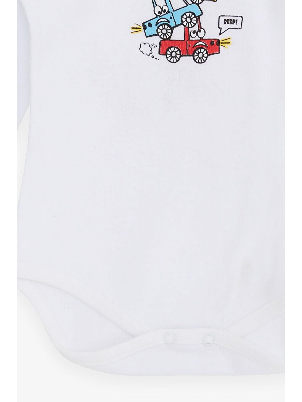 Erkek Bebek Çıtçıtlı Body Araba Baskılı Beyaz (9 Ay-2 Yaş)-3