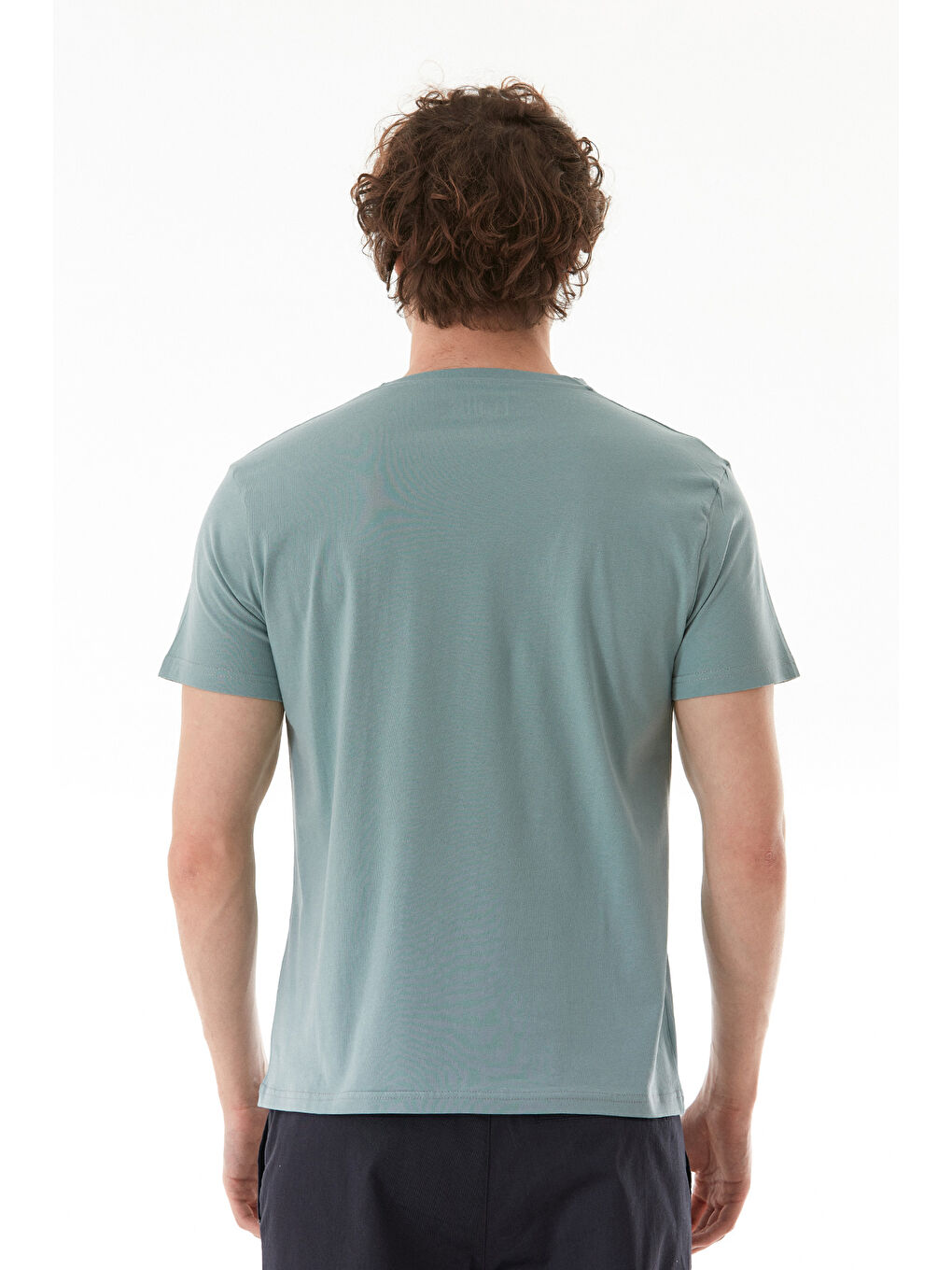 Yeşil Boston Yazı Baskılı Bisiklet Yaka Tişört-4