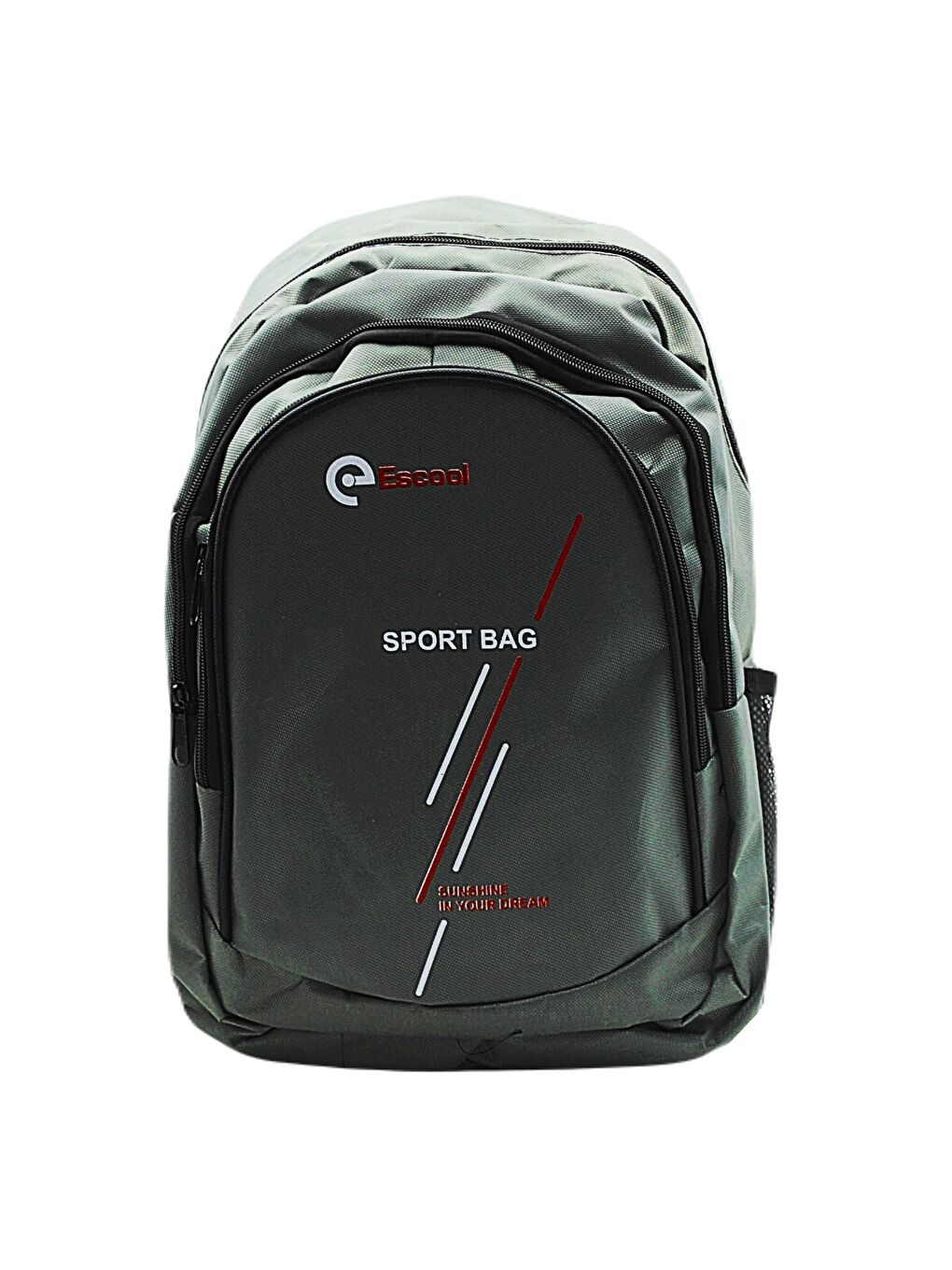 3 Bölmeli Sport Bag Okul Sırt Çantası Çizgi Baskılı Gri KOD:702
