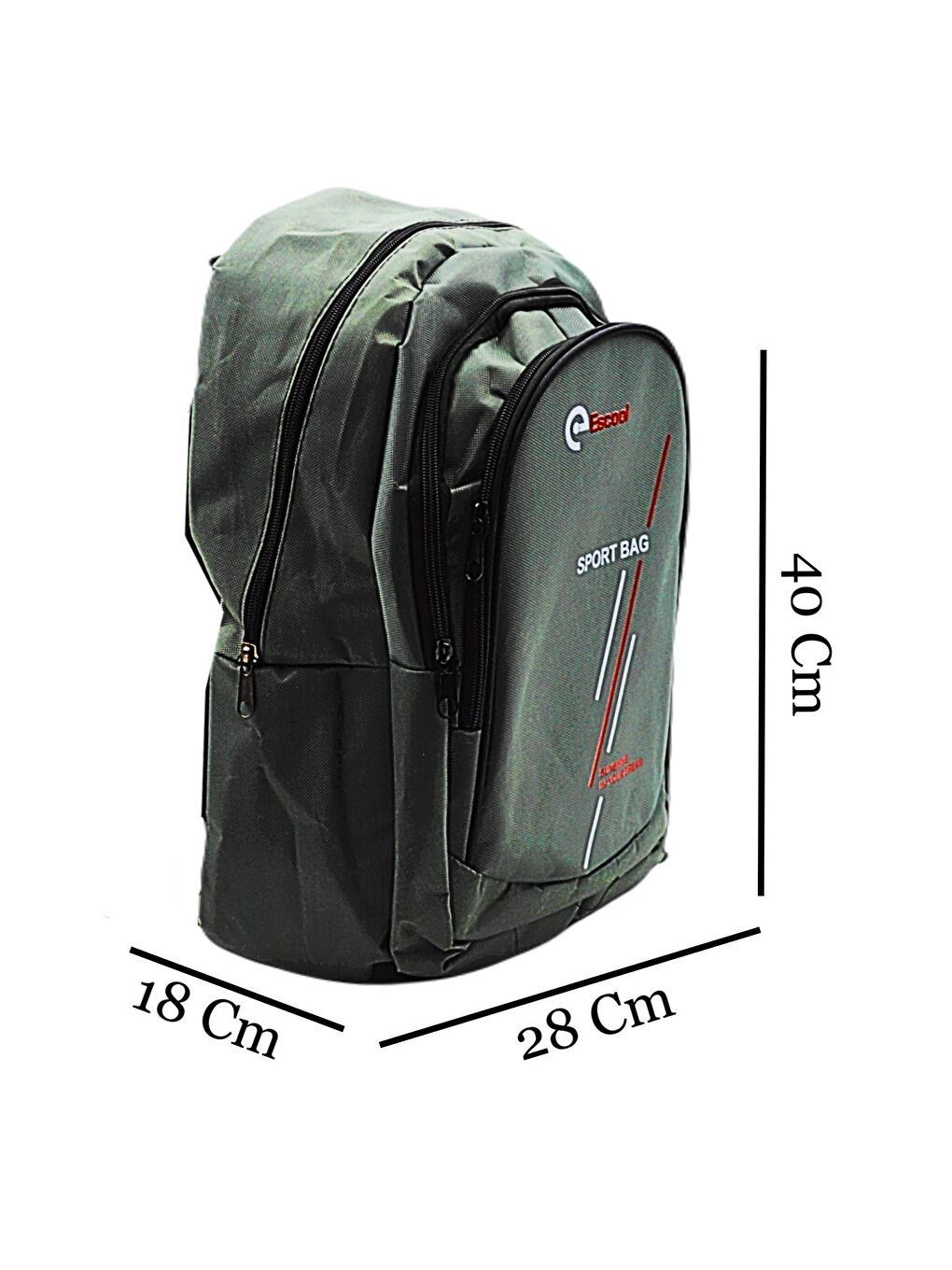3 Bölmeli Sport Bag Okul Sırt Çantası Çizgi Baskılı Gri KOD:702-1