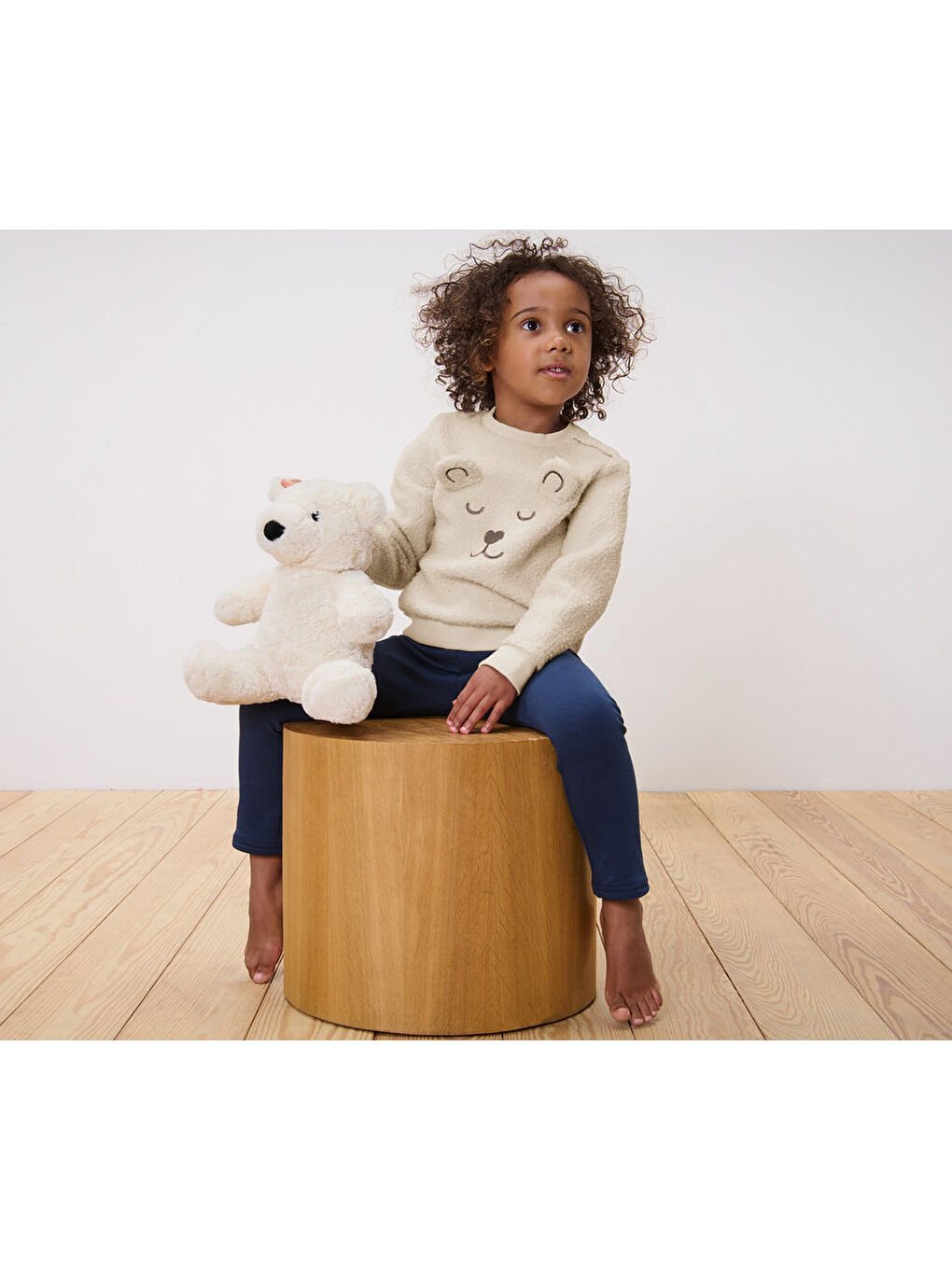 Ekru Çocuk Sweatshirt, Teddy