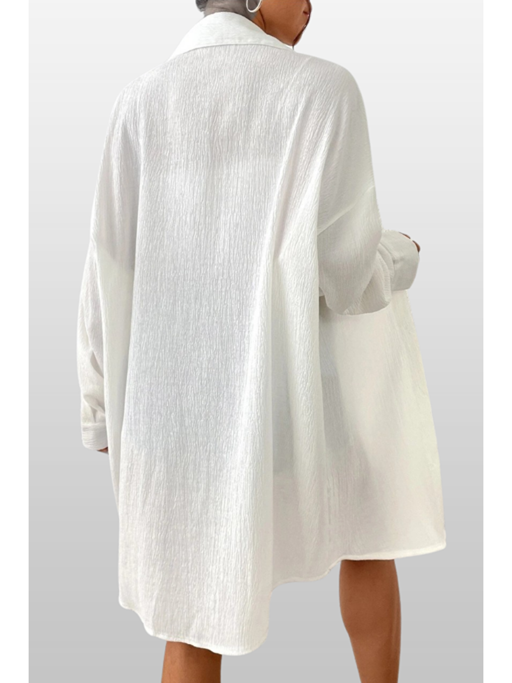 Cool Kadın Beyaz Oversize Gömlek-3