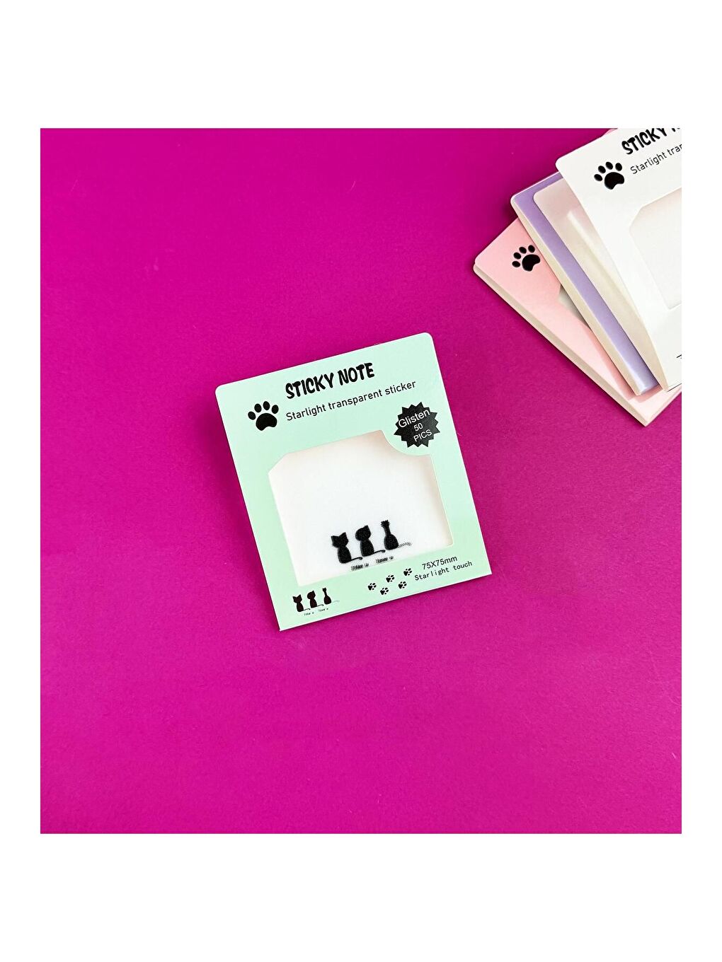 Kedi Tasarımlı Şeffaf Post it-4