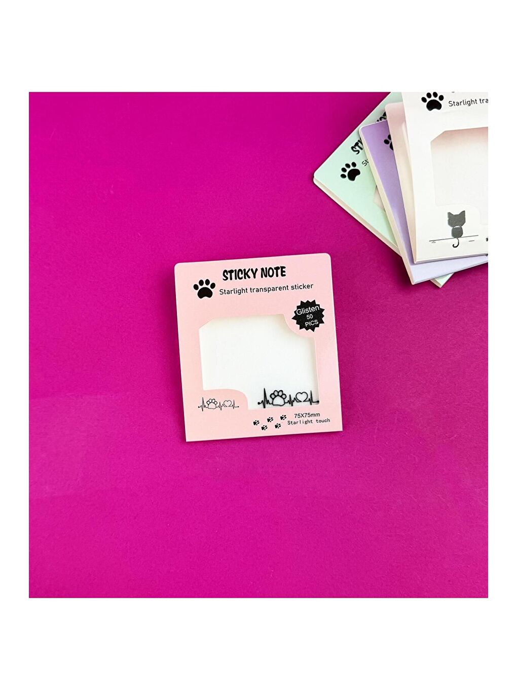 Kedi Tasarımlı Şeffaf Post it-5
