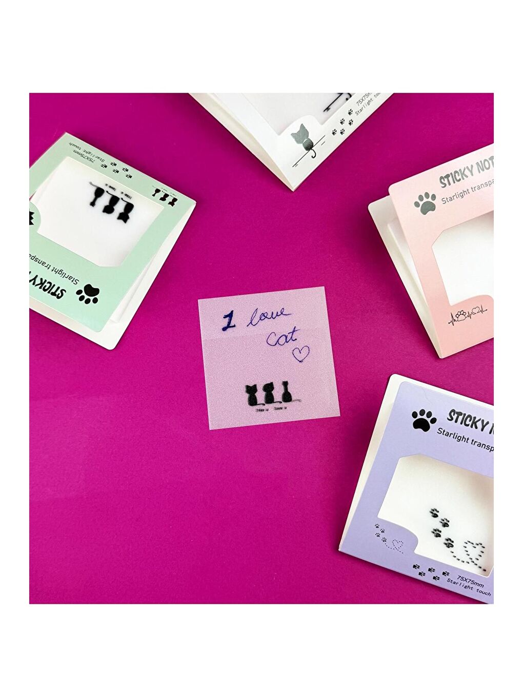 Kedi Tasarımlı Şeffaf Post it-6