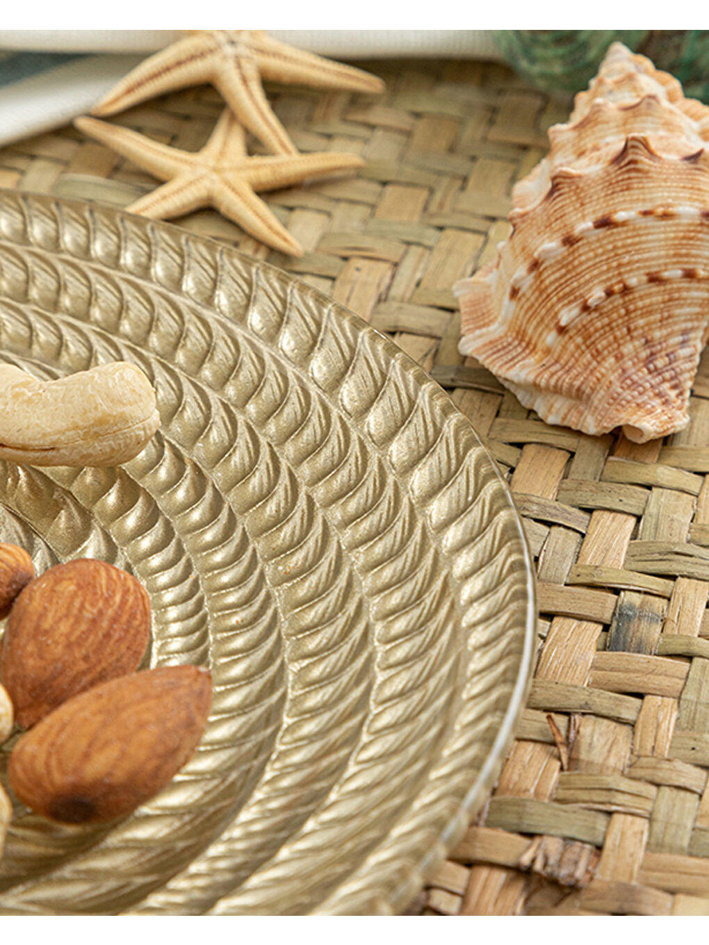 Sarı Rope Cam Tatlı Tabağı Gold-2