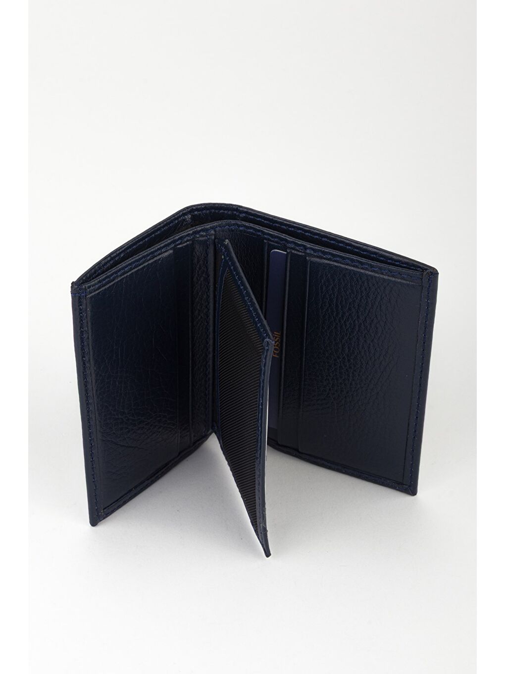 Lacivert Kutulu Hakiki Deri Küçük Boy Dikey El Portföyü Cüzdan-1