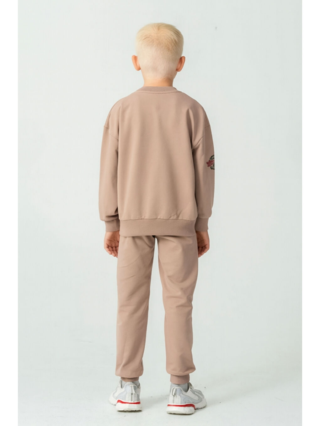 Bej Erkek Çocuk Varsity Baskılı Alt Üst Eşofman Takımı Ak7959-4