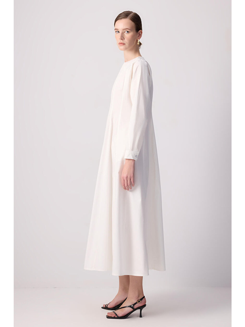 Ekru A Kesim Elbise-2