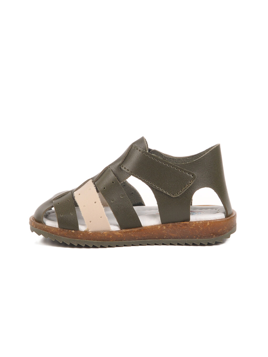 Haki Bej Cırtlı Hafif Unisex Çocuk Sandalet 17370 B-1
