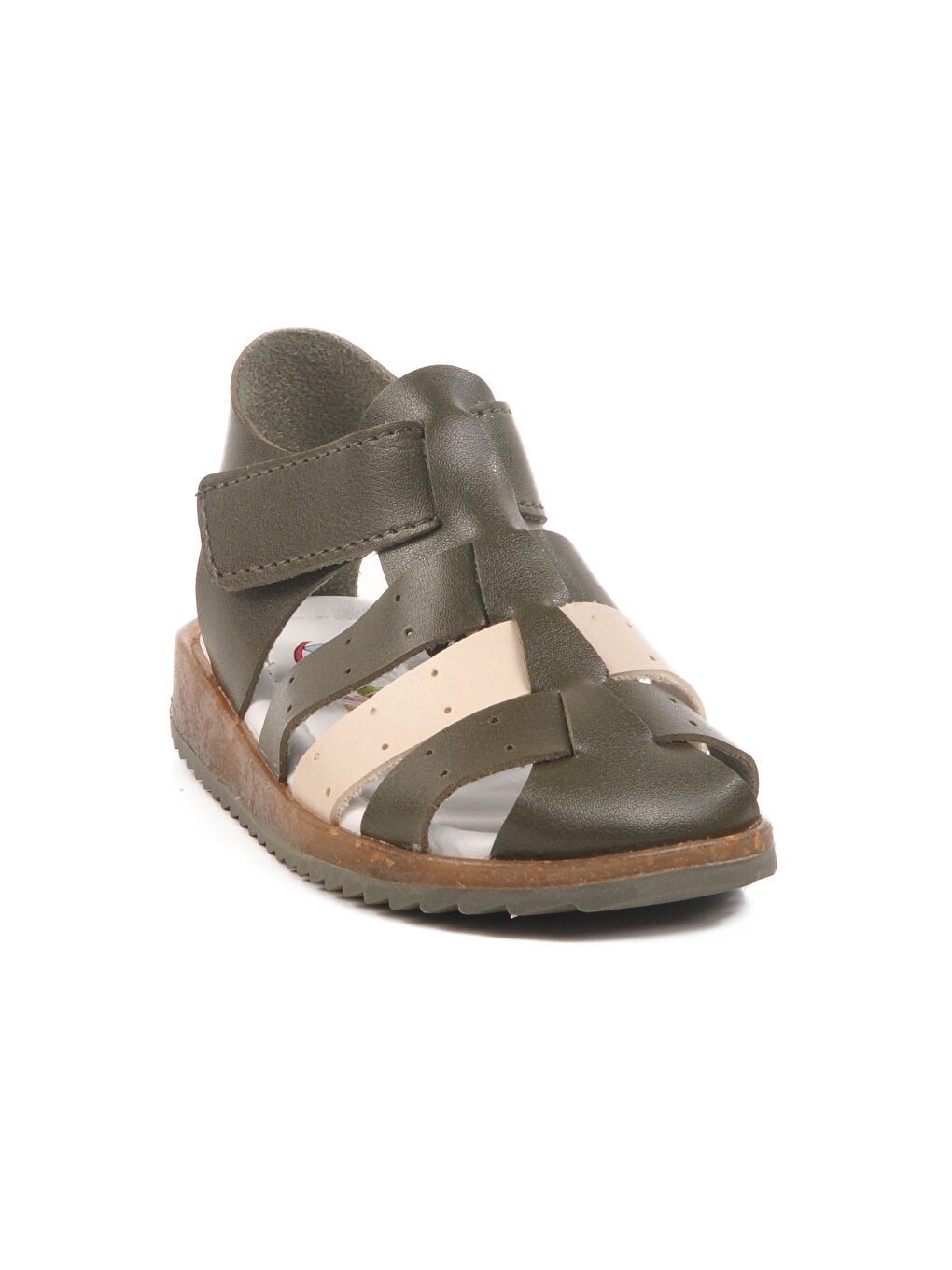 Haki Bej Cırtlı Hafif Unisex Çocuk Sandalet 17370 B-2