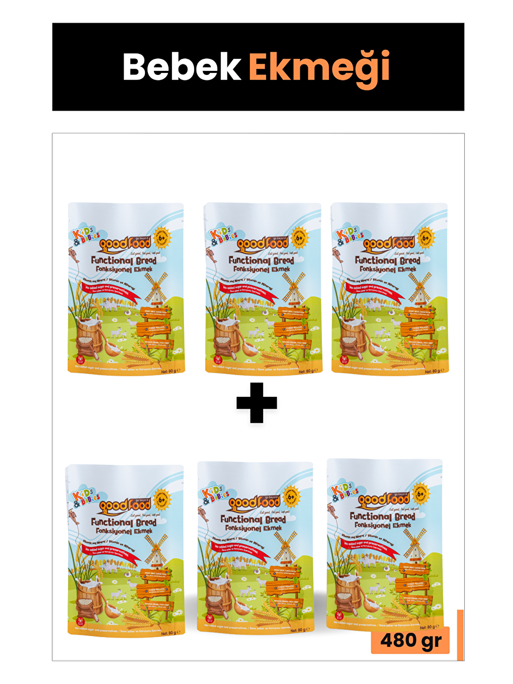 Good Food Keçi Sütlü, Keçiboynuzlu Vitamin Ve Mineralli Bebek Ekmeği 80g X 6